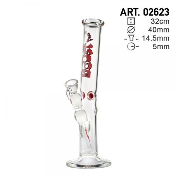 Boost | Hangover Red Glass Bong – H:32cm | Ø:40mm | Sockel:14.5mm | WT:5mm